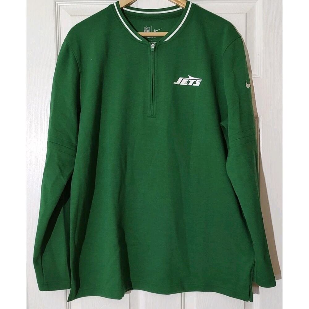 Men's New York Jets Nike Dri Fit NFL On Field Pullover Zip Green - Large NWOT